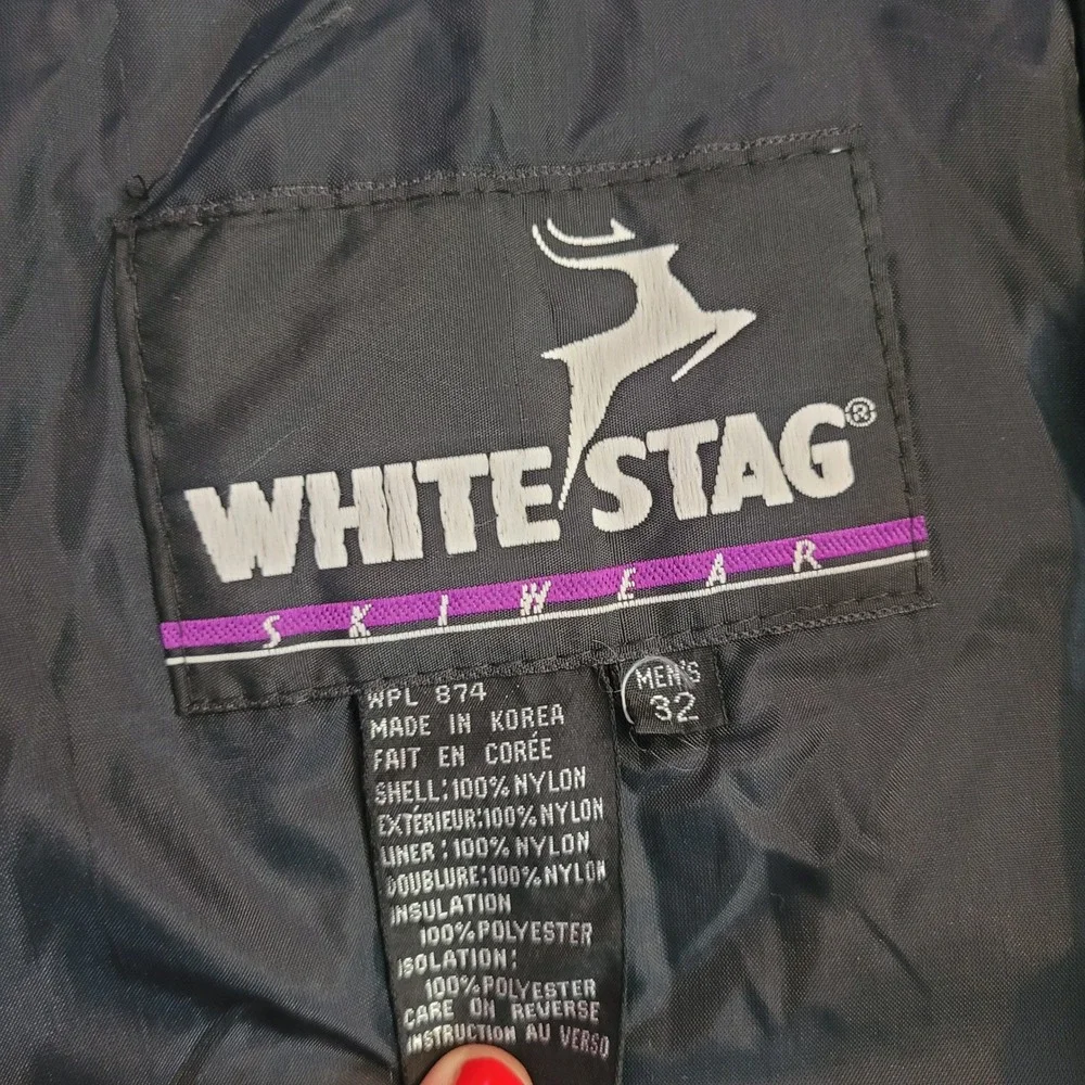 White Stag Mens 32 Black Insulated Ski Bib Overalls Snow Pants Vintage Skiwear